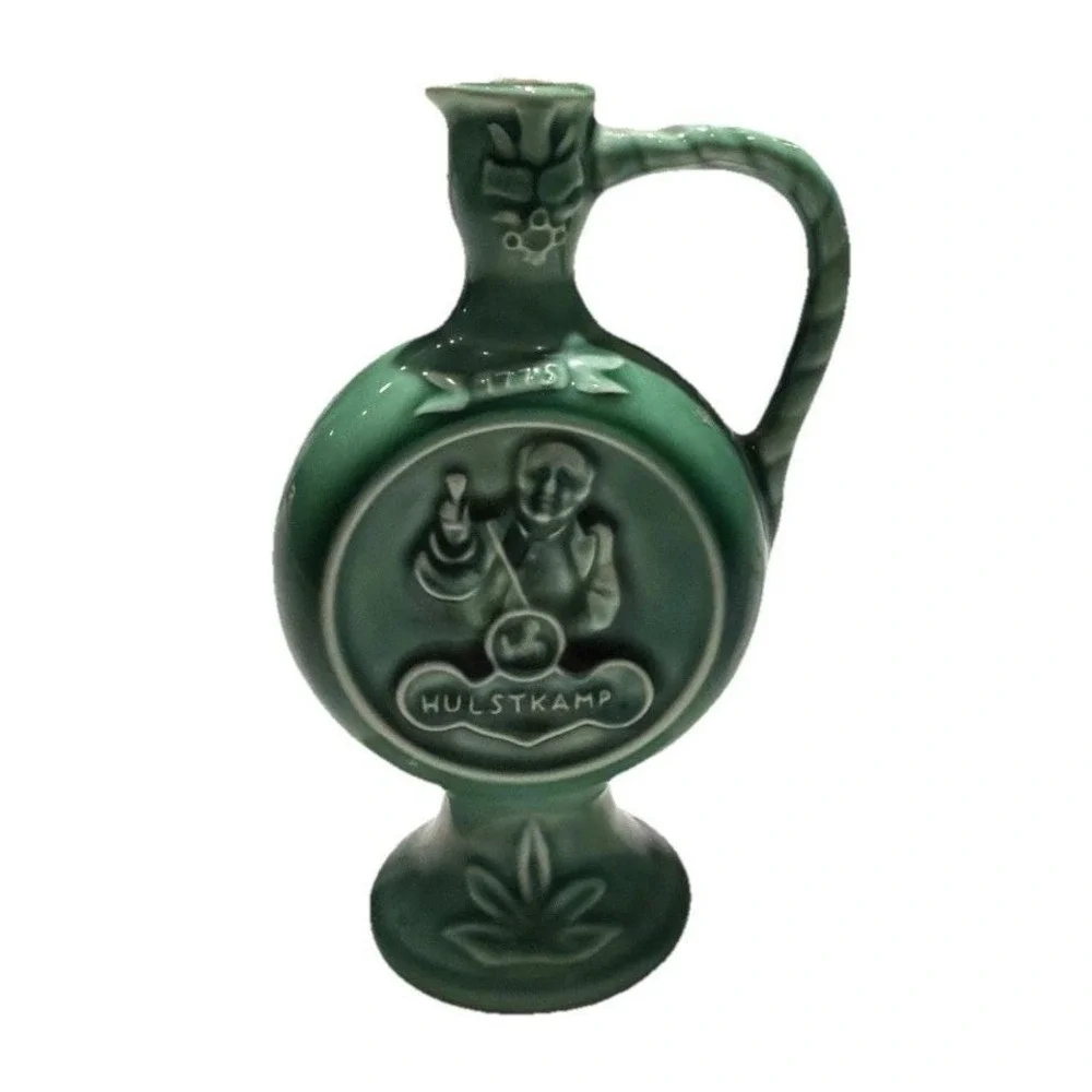 Gouda Hulstkamp‎ Green Pottery MoonFlask Decanter Bottle 1775 7.1/4